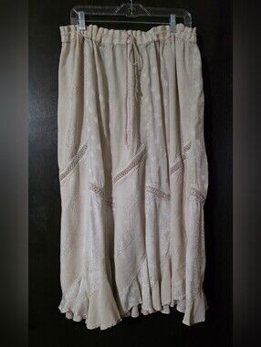 Indie Bohemian Chic Cream Embroidered Maxi Skirt 100% Viscose Freesize